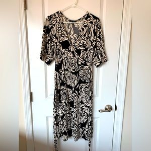 Black and white wrap dress